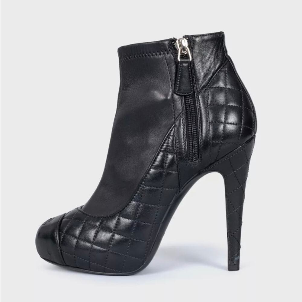 Chanel Quilted Leather Ankle Boots - Size 36